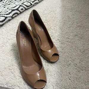 Gucci Women's Brown Peep-Toe Heels